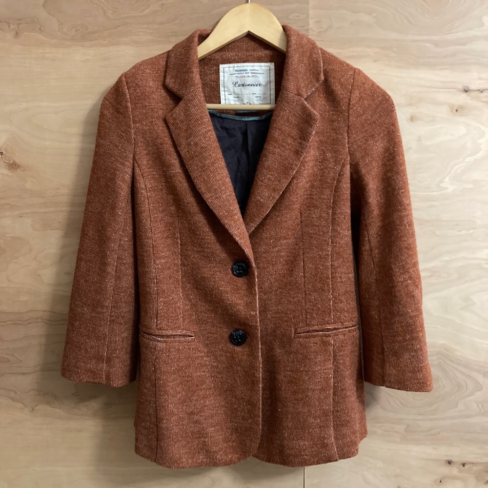 Anthropologie Cartonnier Blazer Dusty Rose Tweed Small